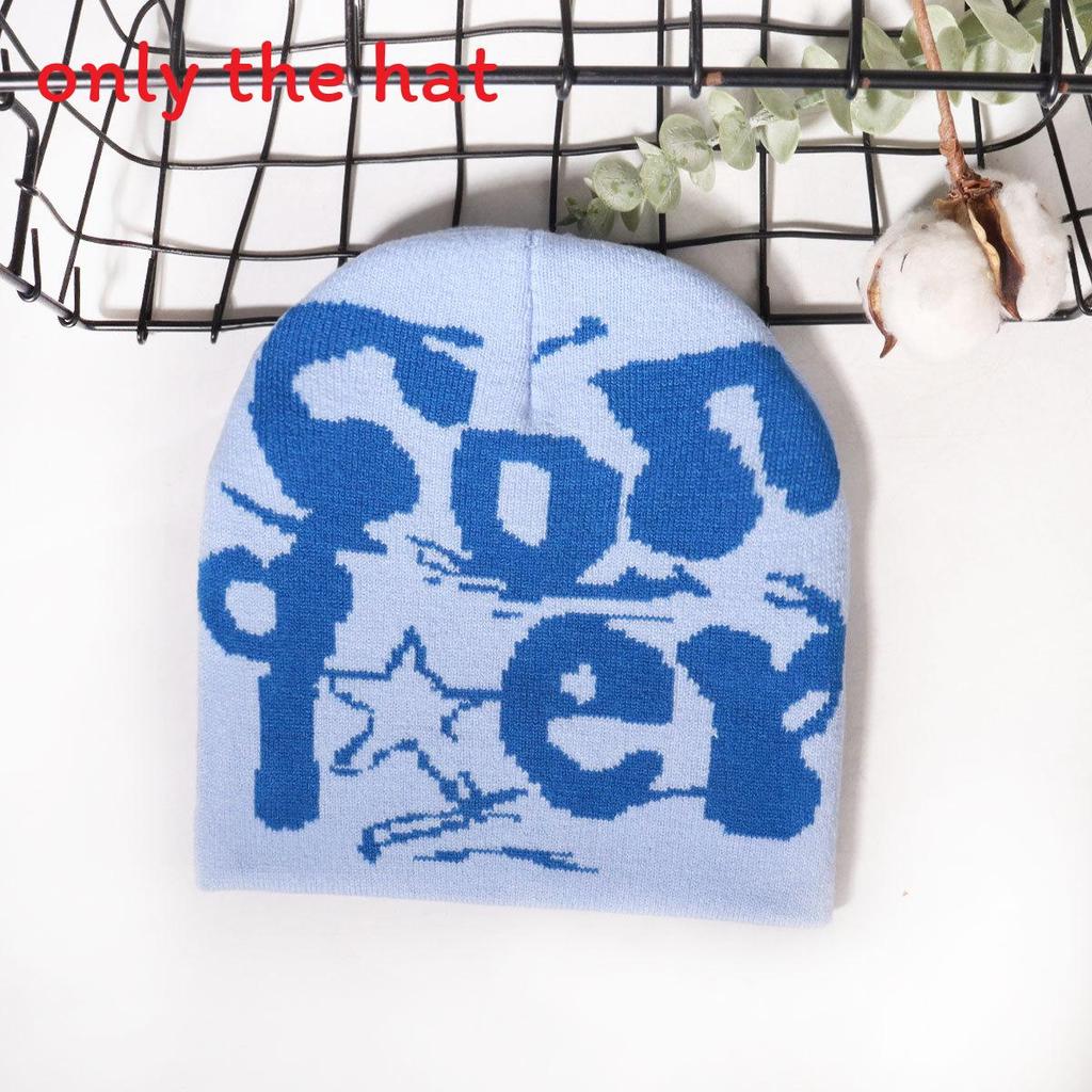 Street Alphabet Style Knit Hat With Thermal Acrylic Material For Seasons Fall