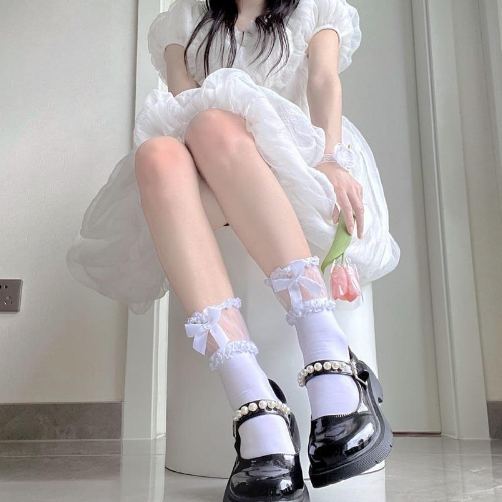 Носки JK Calf Socks Lolita Lace Tube Socks женские летние тонкие носки Lolita Cute Half Socks Thin