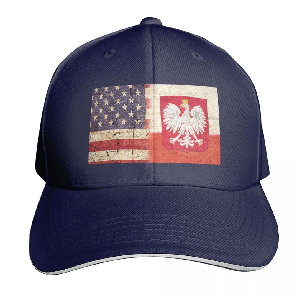 Flag of Poland and Flag of USA Polish Americans Gift Baseball Cap Hat Beach Rugby Luxury Brand hard hat Caps Unisex Womens