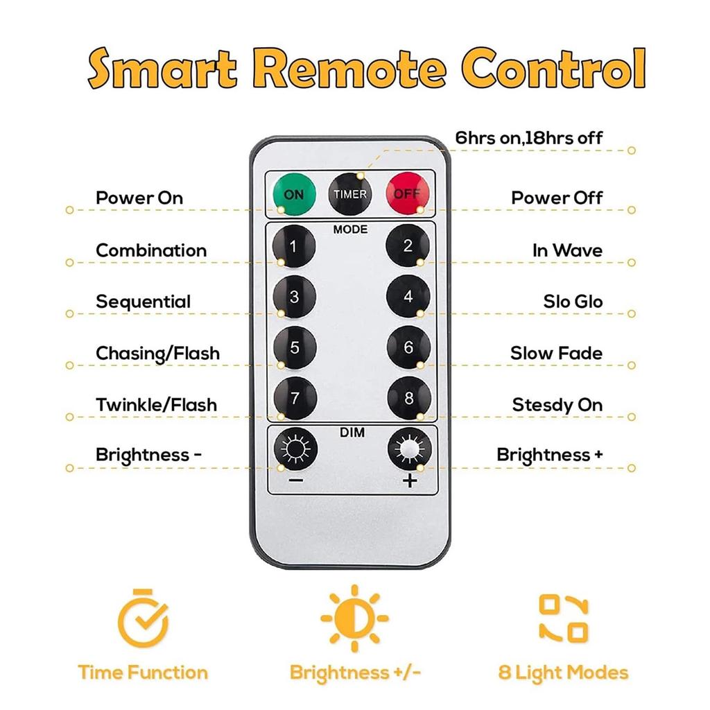 Гипсофильные гирлянды 50 светодиодов 16 футов Рождественские гирлянды с питанием от USB с дистанционным управлением Украшения для дома