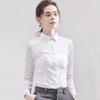 Women's Long Sleeve Shirt Slimming Smoothing Business Commuting Workwear Solid Color Button-Up Shirt