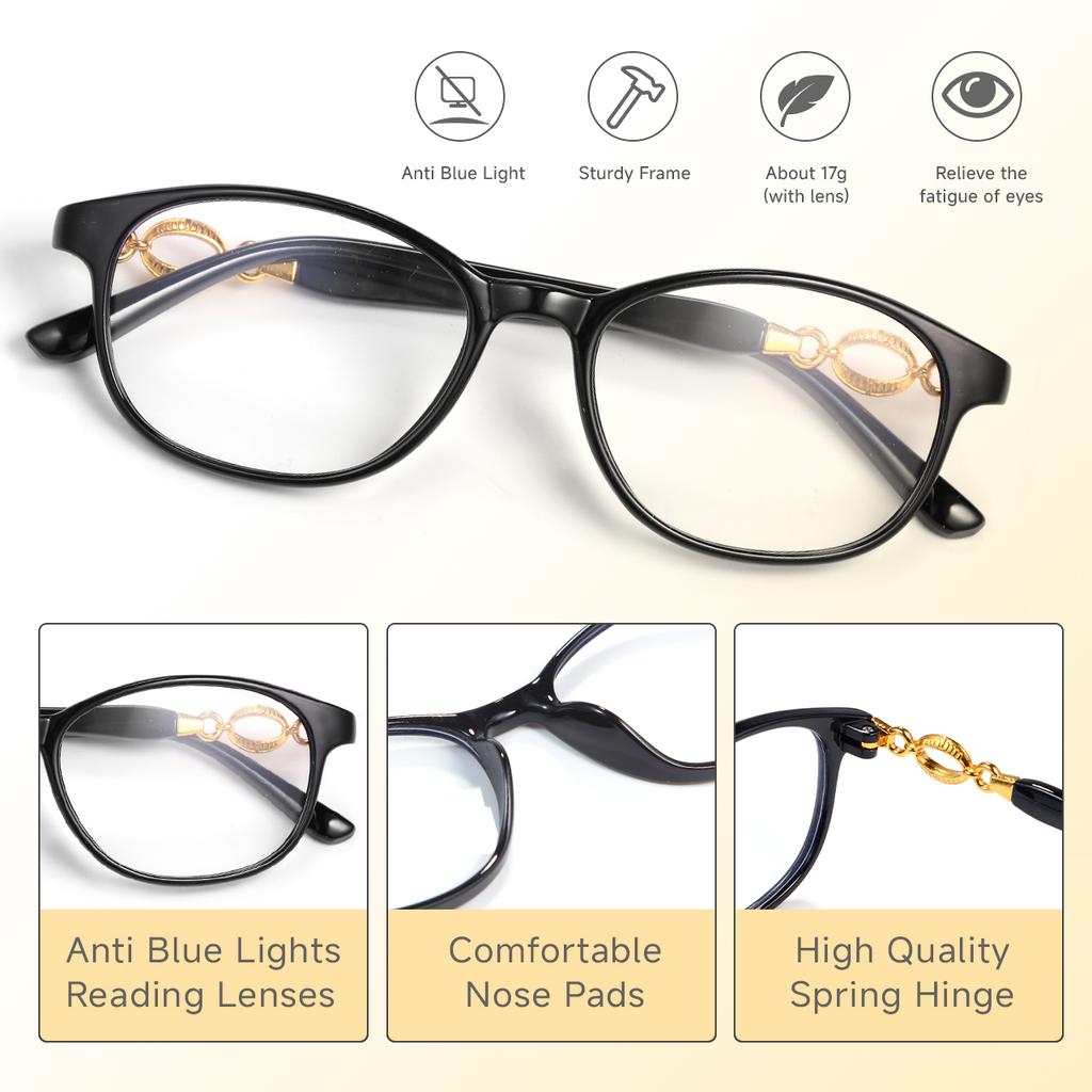 1pack Auto-Focus Bifocal Reading Glasses - HD Resin Lenses Blue Light Blocking Metal Hinge for Men & Women