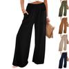 Wide Leg Pants For Women High Wasited Baggy Palazzo Pants Casual Pull On Bell Bottom Smocked Elastic Waist Pants