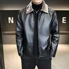 Плюшевая кожаная куртка, мужская куртка из искусственной кожи, осенне-зимняя корейская версия, деловая куртка с лацканами