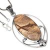 Necklace Picture Jasper Gemstone Handmade Antique Silver Jewelry 1.5"