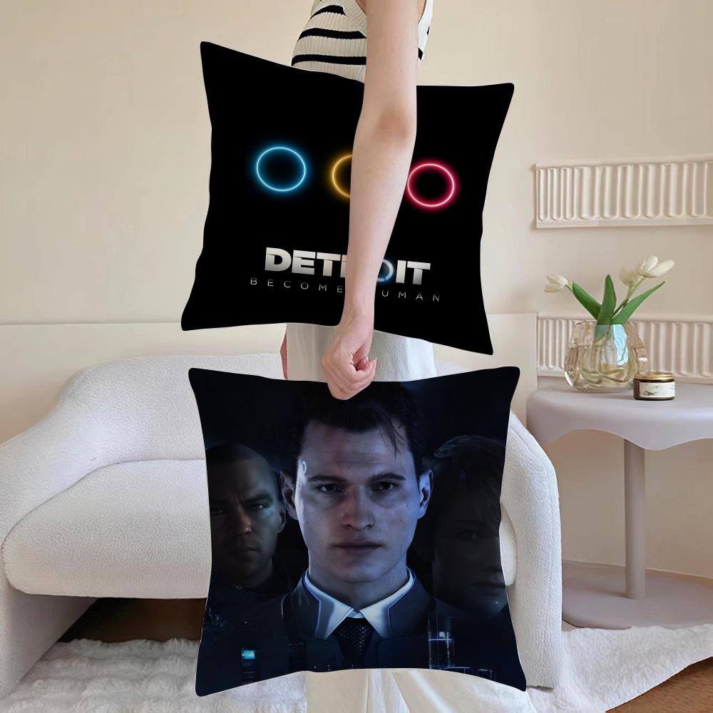 Горячая игра D-Detroit Become Human Наволочка для подушки Короткий плюш Невидимая молния Комната Диванная наволочка