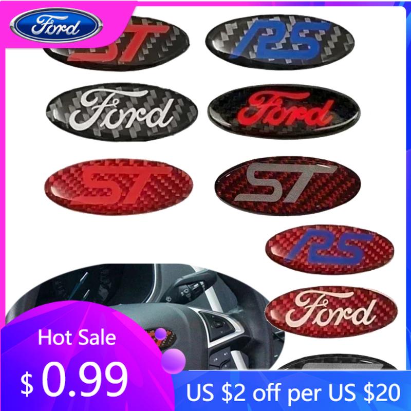 Car Sticker Car Steering Wheel Emblem Stickers Carbon Fiber for Ford Mondeo Mk3 Escape Ecosport Edge Focus Ranger Fiesta Kuga Ro