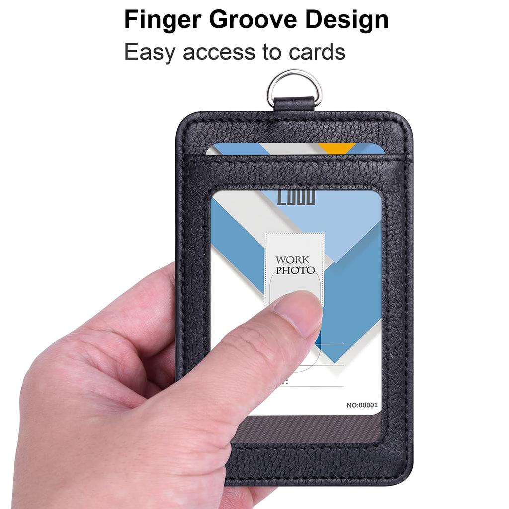 Wisdompro Pass Commuter Pass Case with Card Employee ID Name Card PU For Black Case, Reel, Vertical, Double-Sided, ID/IC Case, Case, Holder, Leather,