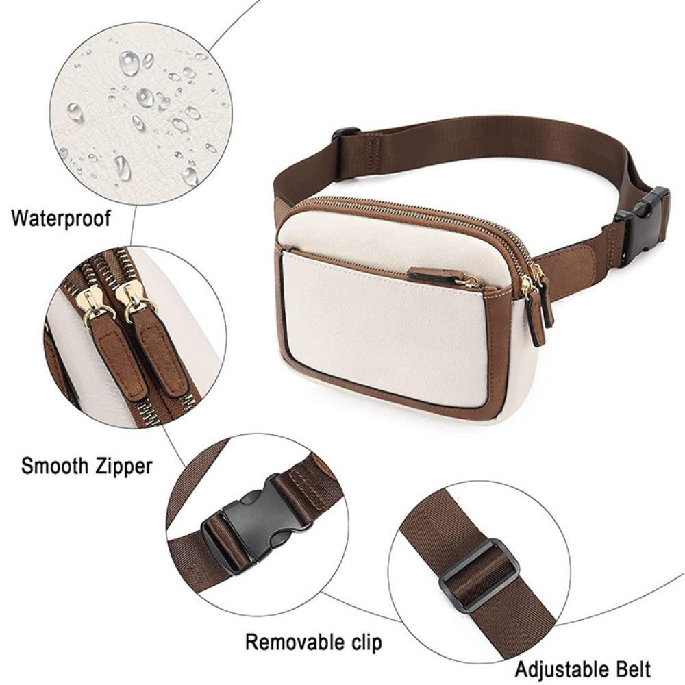 Korean Style Women's Fanny Pack PU Leather Crossbody Chest Bag Casual Women Belt Bag Man