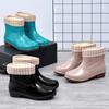Short Tube Women's Rain Shoes Waterproof Anti Slip Wear-resistant Kitchen Rain Boots Rubber Shoes for Women In Rainy Season