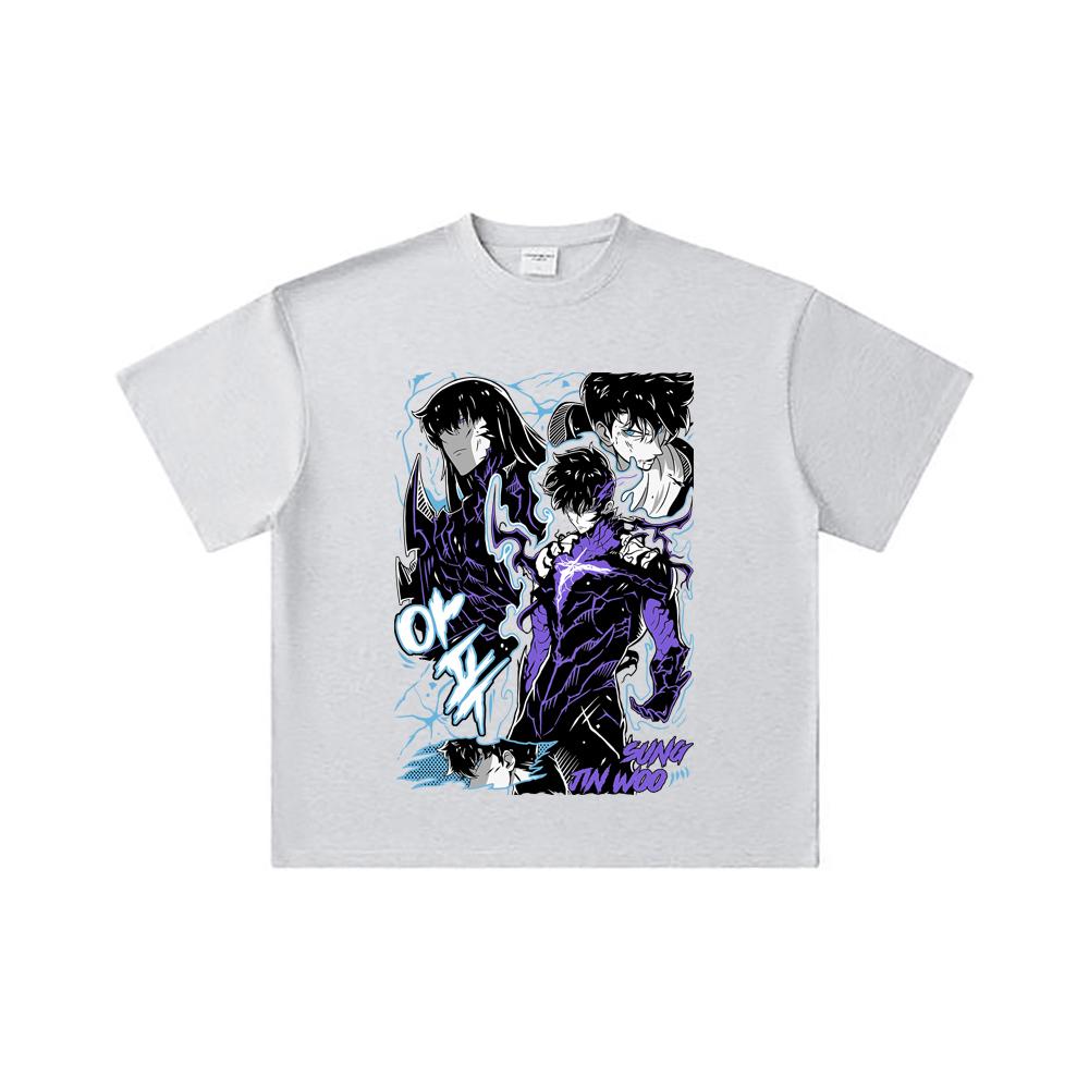 260 GSM Double Yarn 32 Count 100% Cotton Solo Leveling V18 Print Unisex Heavy Cotton T Shirt… More