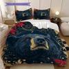 Black Bear Pattern Bedding Quilt Set Quilt Cover Pillowcase Home Decoration Birthday Gift (1 * duvet cover + 2 * pillowcase, without core)