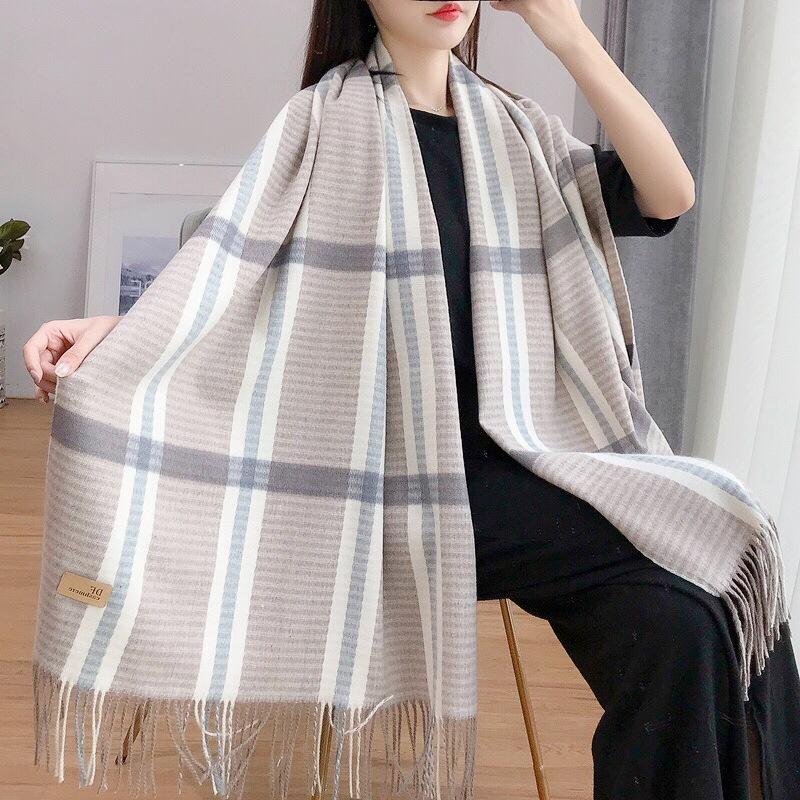Autumn And Winter Simple Women'S Plaid Scarf Shawl European And American Thick Warm Long Imitation Cashmere Scarf