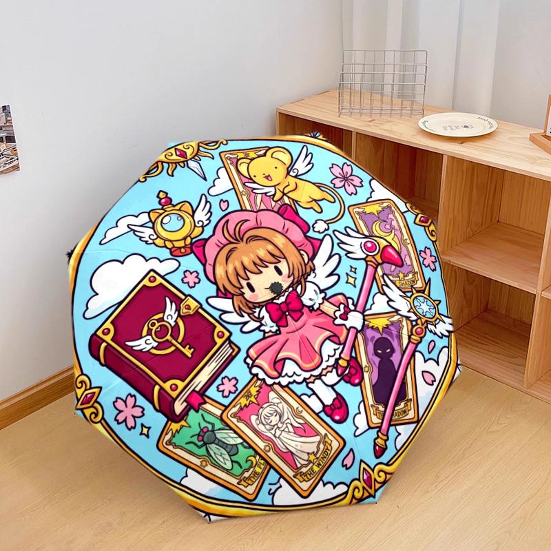 1 шт. Автоматический складной зонт с рисунком Cardcaptor Sakura, 8 спиц, портативный, складной, для путешествий, Рождественский, День рождения, Подарок