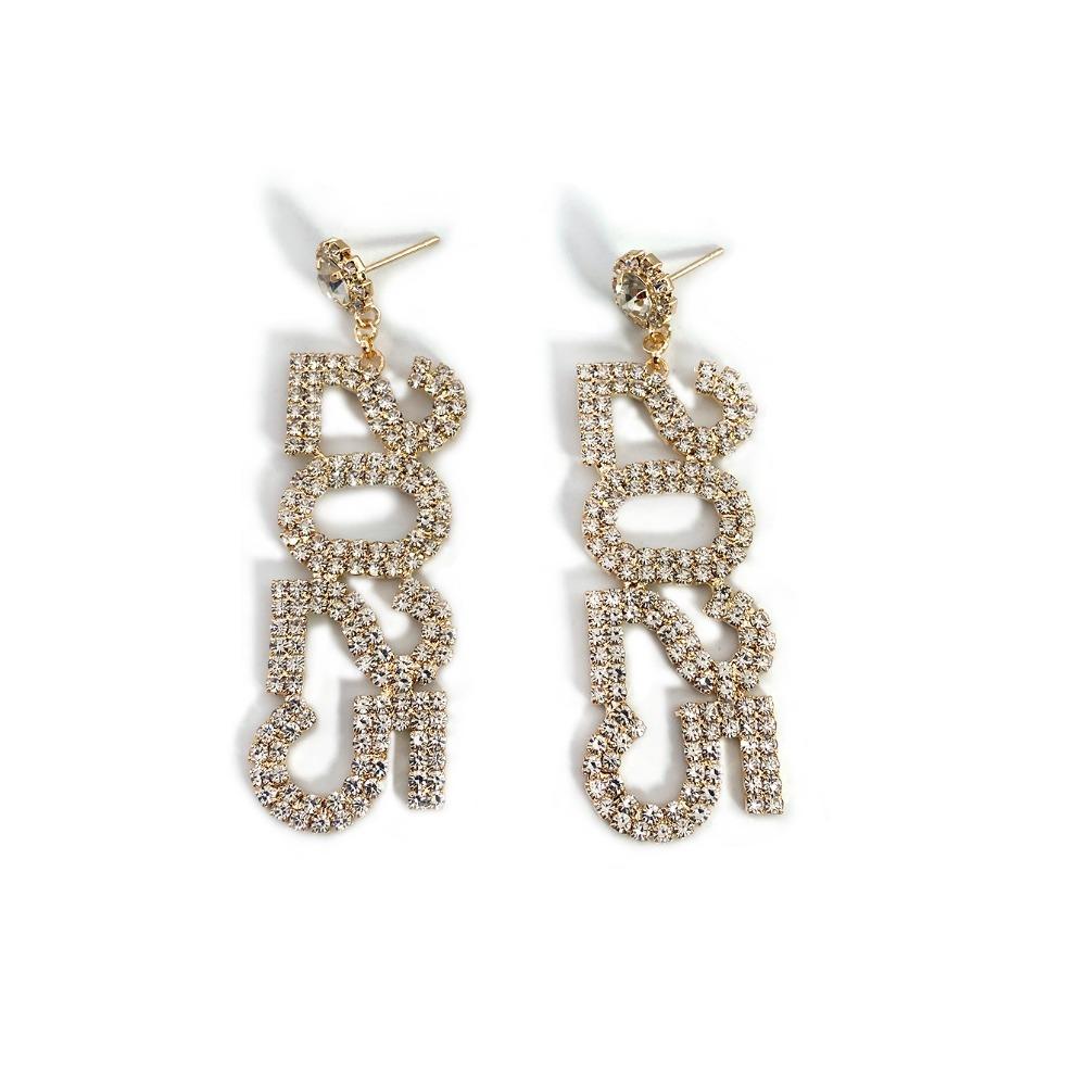 Crystal 2025 Pendant Earrings Luxury New Year Gifts Digital Hanging Eardrops Inlaid Rhinestone Cooper