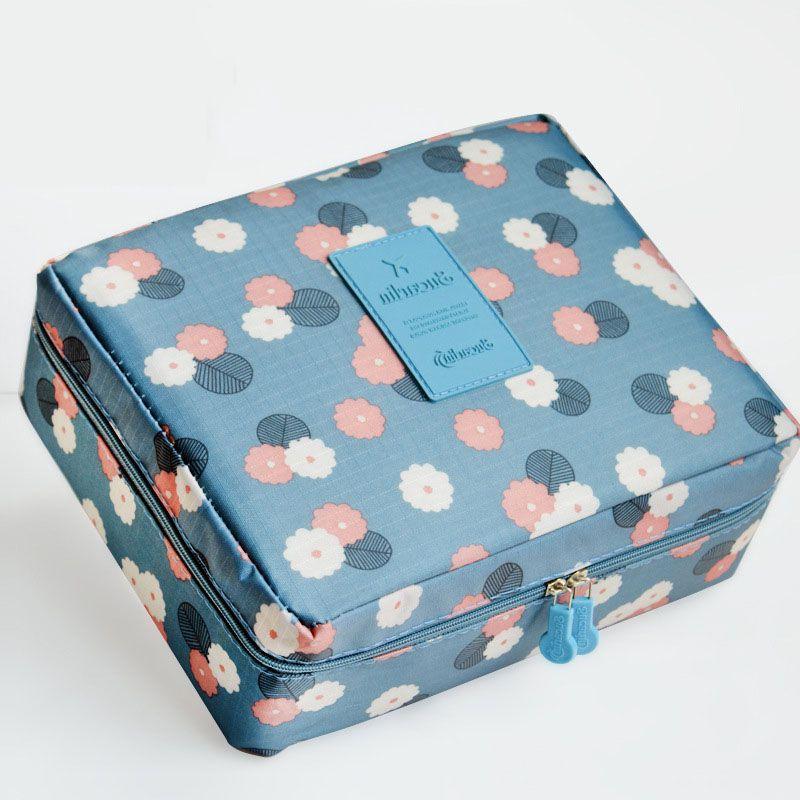Высококачественная женская косметичка из нейлона с цветочным принтом на молнии и просторный органайзер для косметики