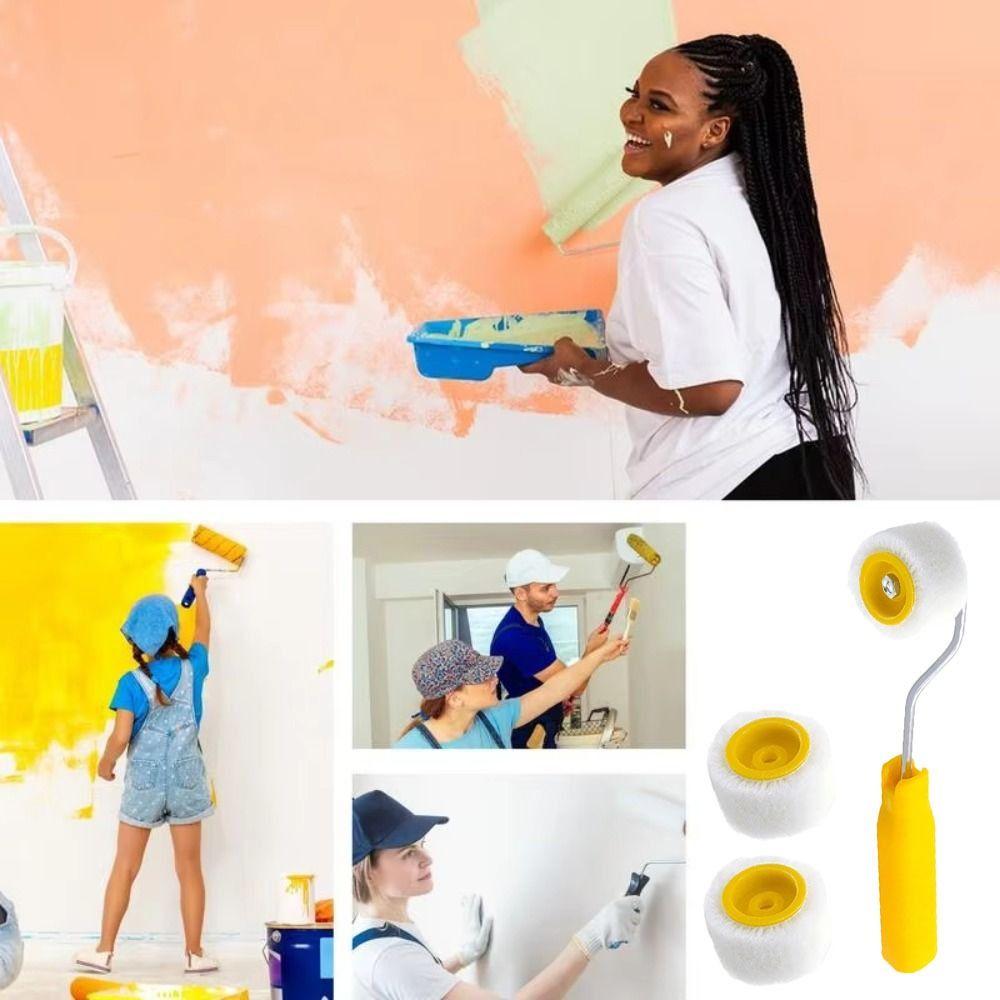 Wool Mini Paint Rollers Plastic Small Paint Brushes Easy To Use Wool Roller Brush  Ceilings