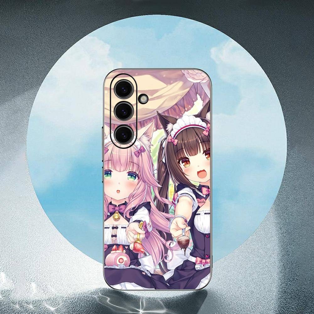 Nekopara-A Для Samsung Galaxy S23 S24 S25 Ultra S22 Plus S21 Черный Мягкий Чехол Водонепроницаемый Мягкий Чехол