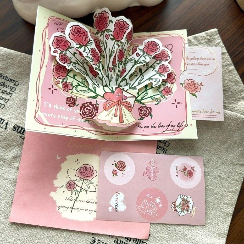 Всплывающая открытка ко Дню святого Валентина 3D открытки с благодарностью Романтическая поздравительная открытка Свадебные приглашения