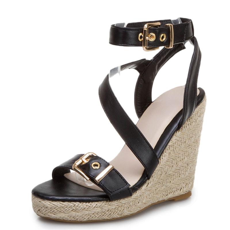 Модные босоножки на танкетке, женские летние туфли, трикотажные туфли на платформе, высокие каблуки, шлепанцы, большие размеры, туфли с перекрестными ремешками для вечеринок, женские, белые