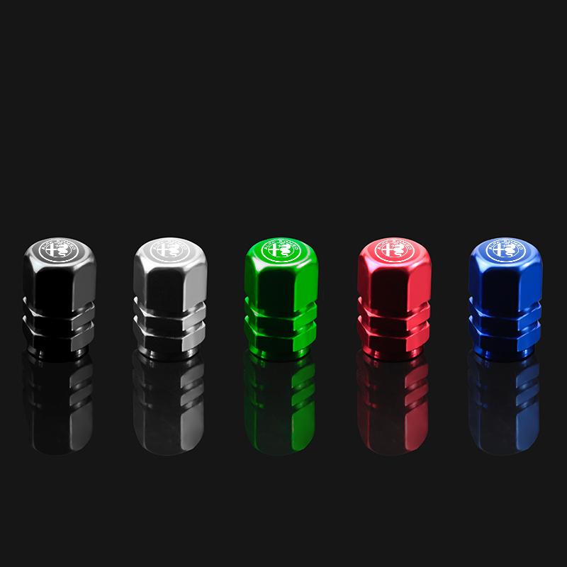 AFNKP1 Car Tire Valve Caps Metal Tyre Air Stems Cover Auto Accessories For Alfa Romeo Giulietta GT 159 147 156 Mito Brera Giulia F1 St
