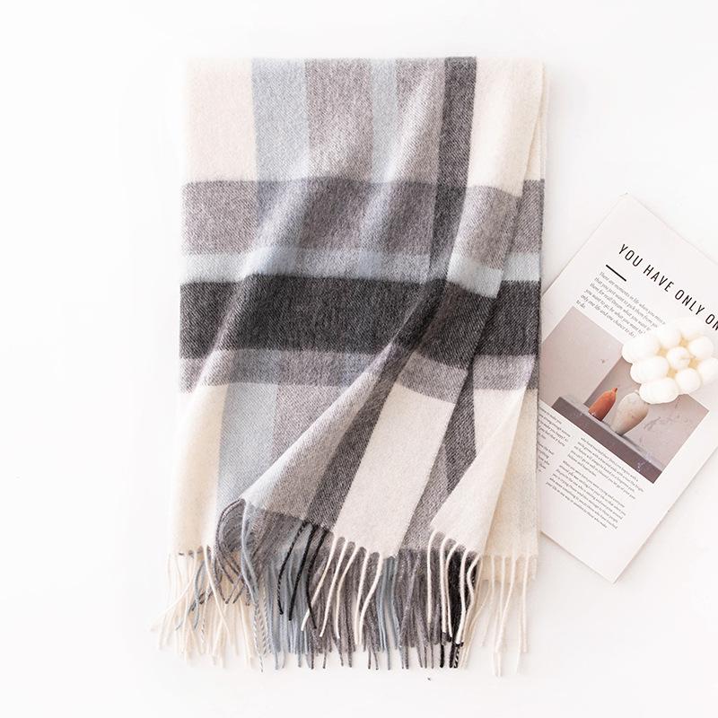 Japanese High End Pure Cashmere Plaid Scarf Shawl Dual Purpose Autumn and Winter Fashion Warm Neck Protection Couple Large Scarf