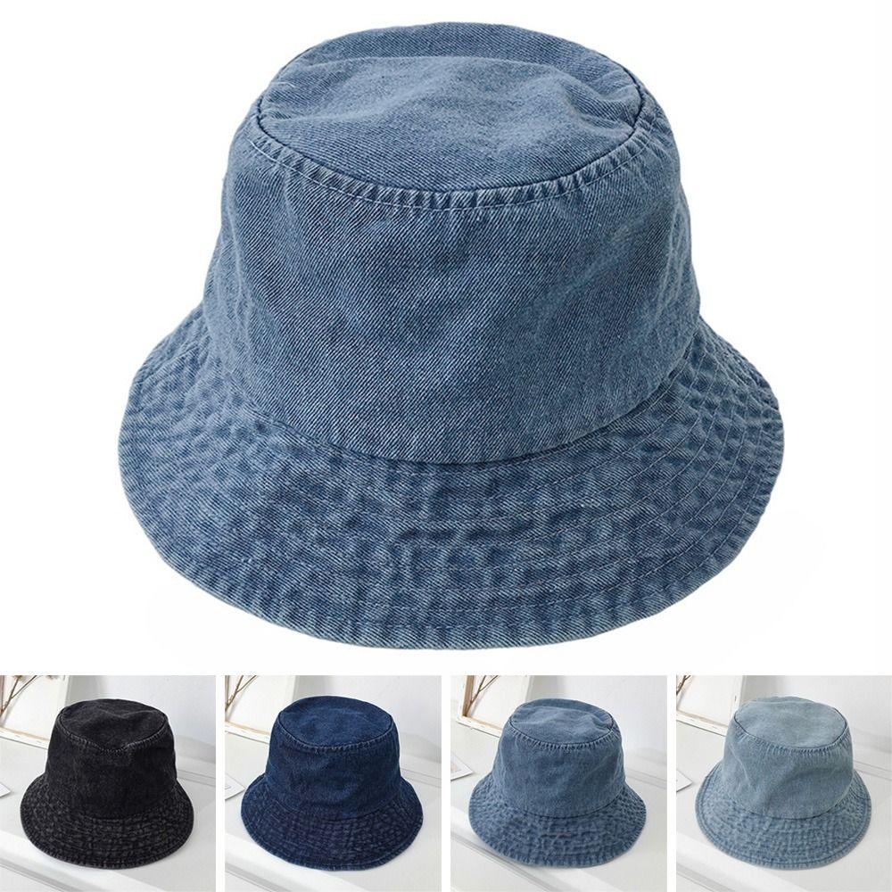 Denim Fabric Beach Cap Women Men Suede Panama Hat Fisherman Hat Sunbonnet Cotton Bucket Hats