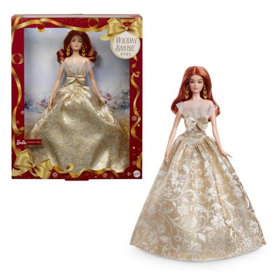 Barbie Holiday Barbie Рыжие волосы Подпись Черный Кукольный домик для притворства Возраст 6 и Золотое переодевание, Вверх, (JBH99)