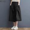 ZANZEA Женские повседневные однотонные свободные юбки с эластичной резинкой на талии