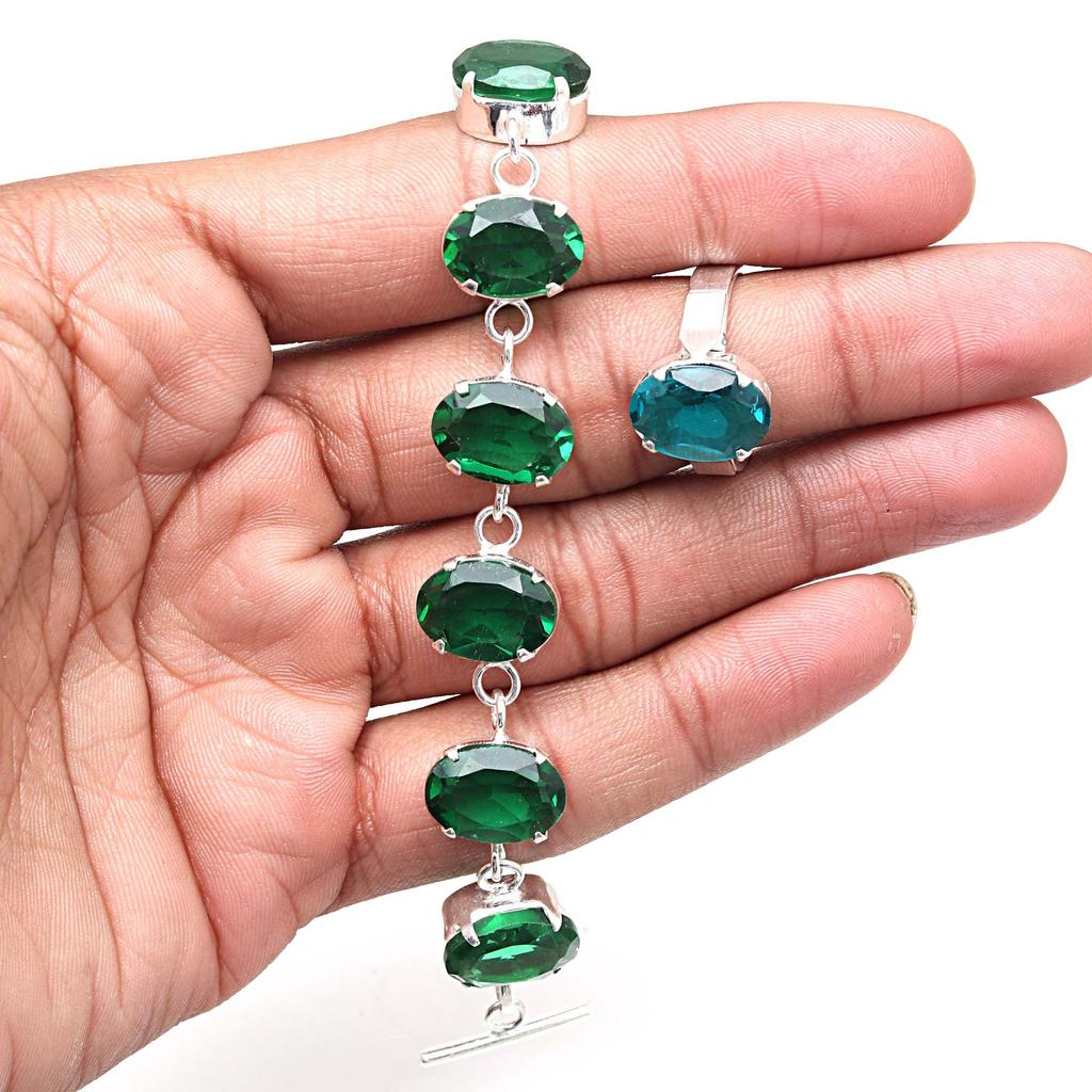 Amethyst Quartz Gemstone Women's Unisex Jewelry Bracelets & Rings 7-8''