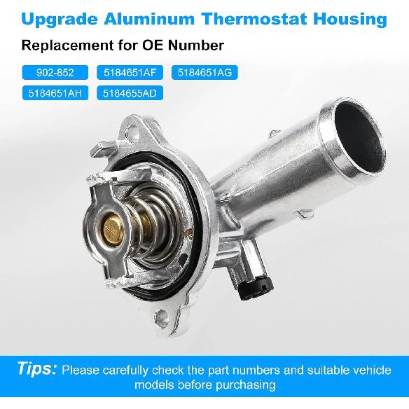 For Jeep Wrangler JK 2018 Grand Cherokee 2011-2020 Dodge Durango 2011-2015 Coolant Aluminum Thermostat Housing 5184651AG