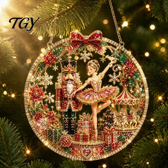 Textured Bead Art Kit Christmas Faux Diamond Ornament Kit, Santa Angel Sun Catcher DIY Acrylic Stress Free Creative Hobby Round Board, 3D Craft