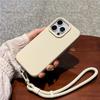 For iPhone 16 Pro Case Soft Microfiber Lining Liquid Silicone+PC Phone Cover with Wrist Strap