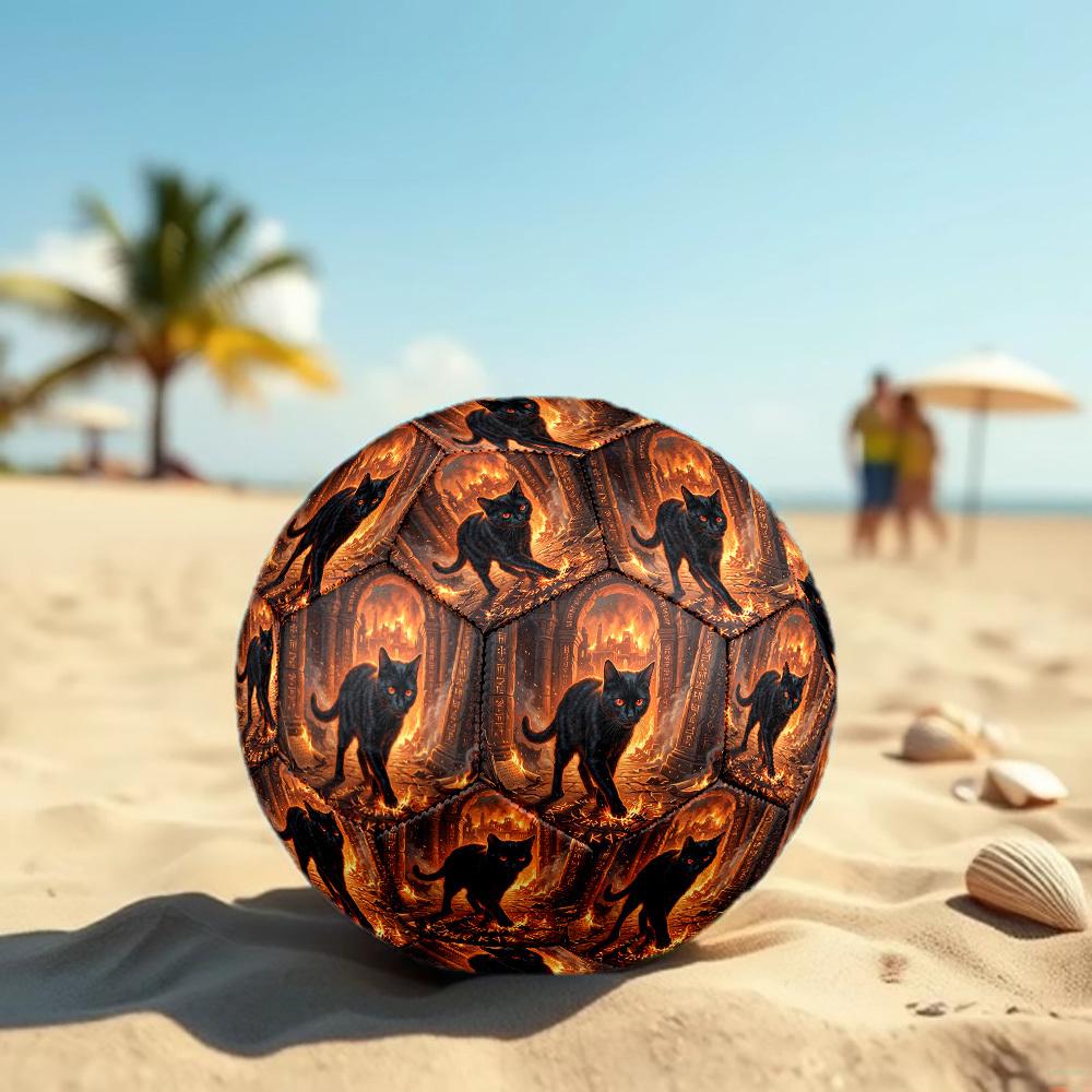 1pc Black Cat Ruins Theme Soccer Ball Football, Size 5, Lightweight PVC, Durable Outdoor Training Soccer Ball, Gift m61444