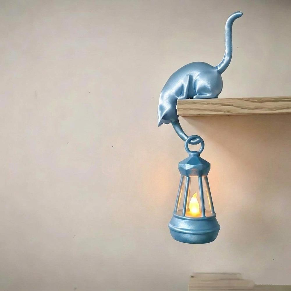 with Lantern Cat Wall Hook Light 3D Printed Cat Decor Lamp Key Rack Organizer Living Room