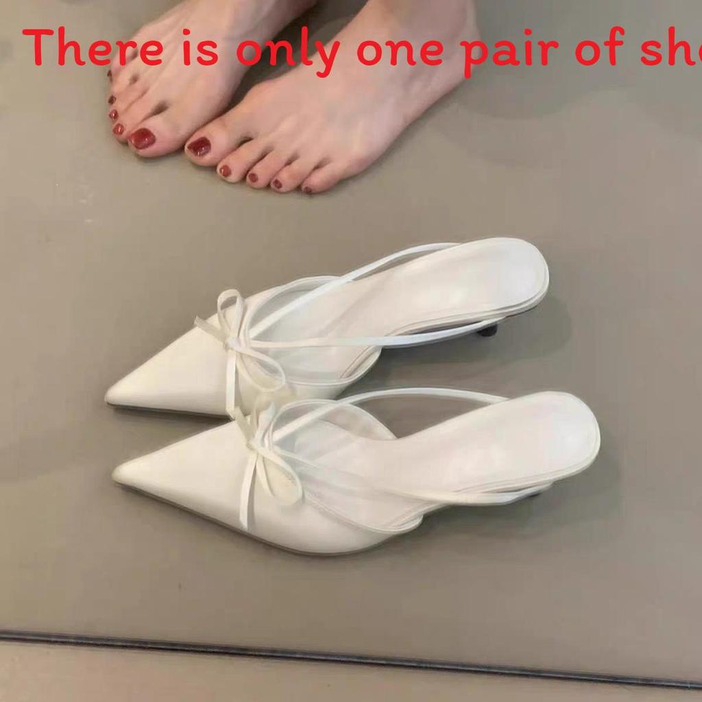 French Pointed Toe Mule Shoe With Slim Heel For Elegant Daily Wear