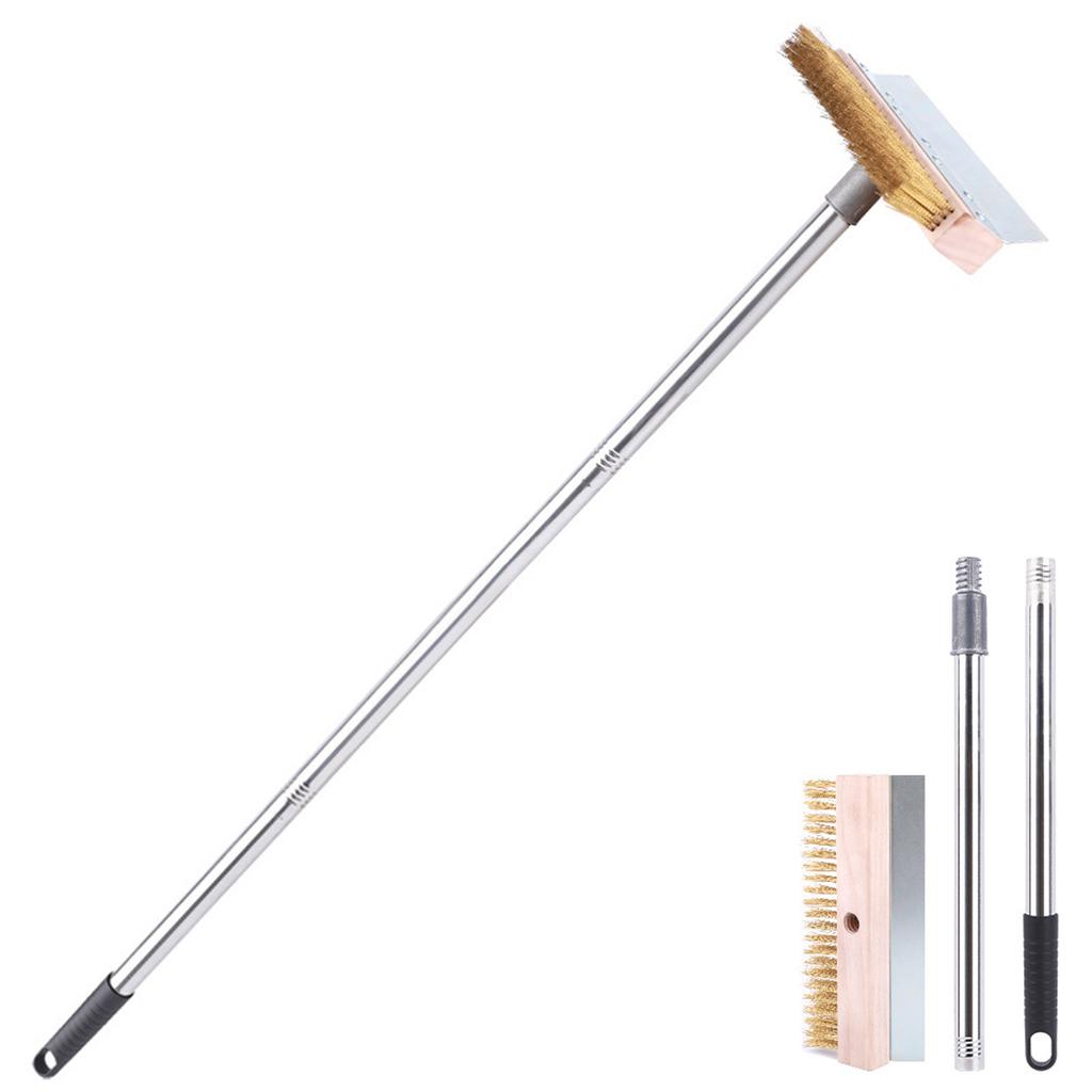 Pizza Oven Cleaning Brush Grill Cleaning Tool with Scraper for Home Kitchen and Commercial Use Long Handle Design
