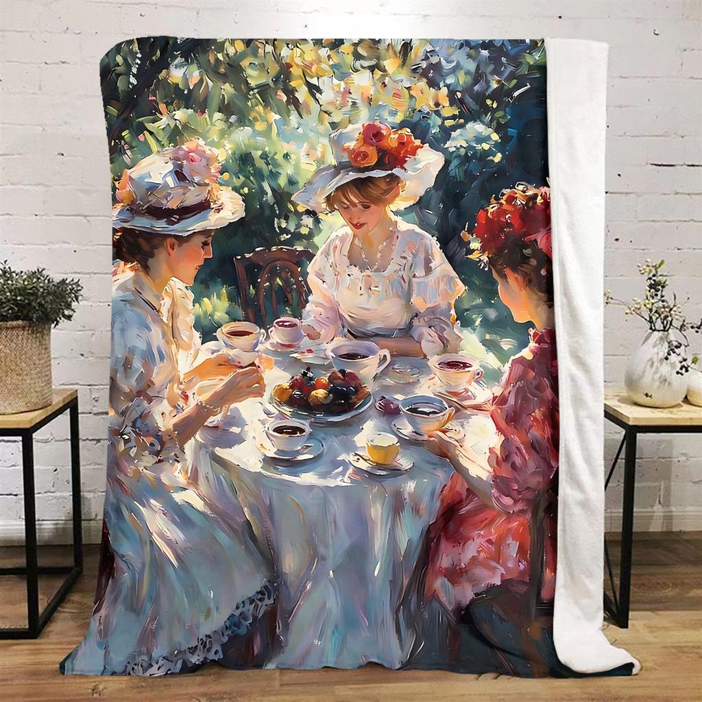 1pc Lady Victoria's Garden Tea Party blanket, al season lightweigh Poster blanket home office outdoor nap multifunc Poster blanketional blanket