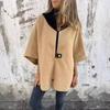 Lady Spring Fall Coat Stand Collar Zipper Closure Loose 45355 Sleeves Jacket