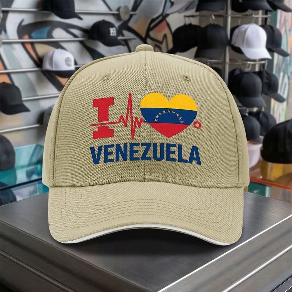 I Love Venezuela Heartbeat Graphic Baseball Cap Adjustable Polyester Casual Hat