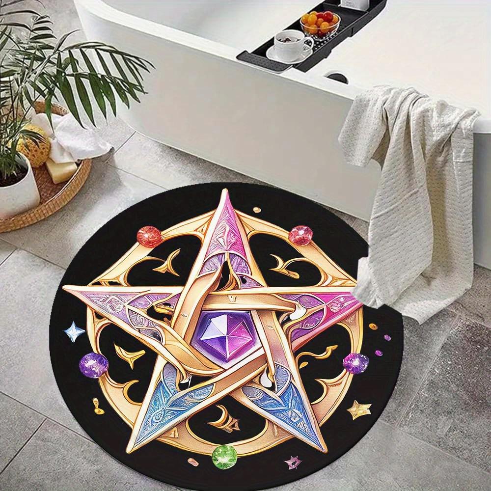 1 Piece Pink Fivepointed Star Round Rug Suitable For Living Room Bedroom And Kitchen Home Decoration Room Decoration Gift For Friends And Family