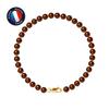 Bracelet - PERLINEA - Chocolate Freshwater Cultured Pearls - 9ct Yellow Gold - AAA+ Quality - 5-6 Mm