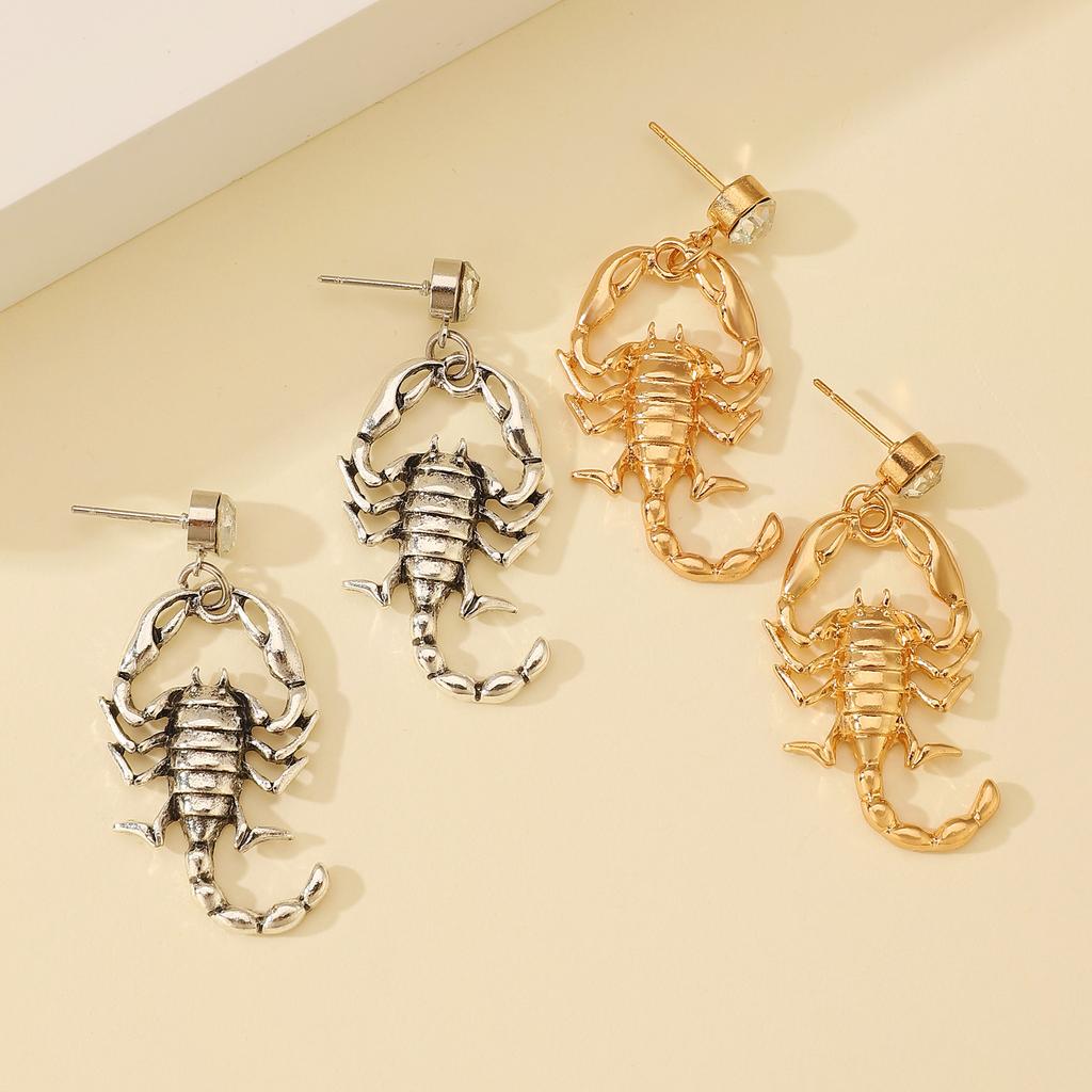 Gothic Animal Scorpion Drop Earrings Women's Vintage Punk Hip Hop Rock Men's Snake Earrings Dark Halloween Exaggerated Jewelry