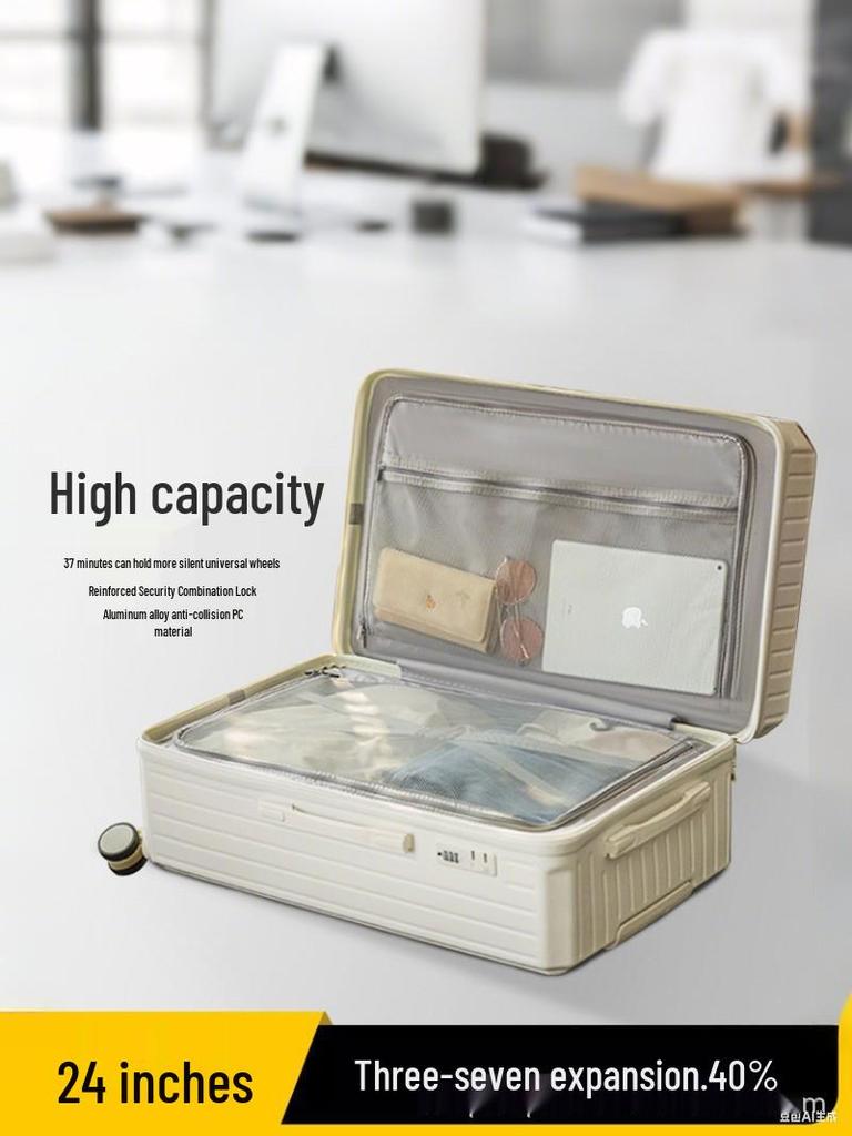 2025 Чемодан-тележка из кожи большой вместимости 24 дюйма с кодовым замком - Минималистичный дизайн для мужчин и женщин