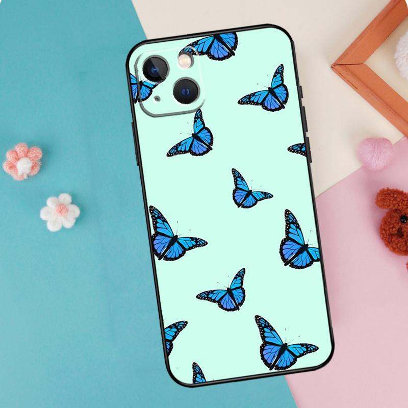 Cute Butterfly Phone Case For iPhone 16 15 13 12 11 14 Pro Max Plus Mini XR 16e Funda Silicone Back Cover