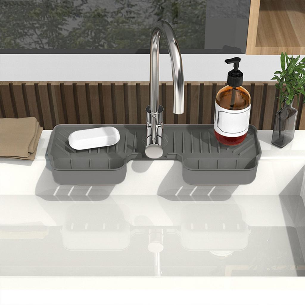 Kitchen Sink Splash Guard Drying Rack and Sponge Holder Kitchen Sink Accessories Faucet Splash Mat Bathroom