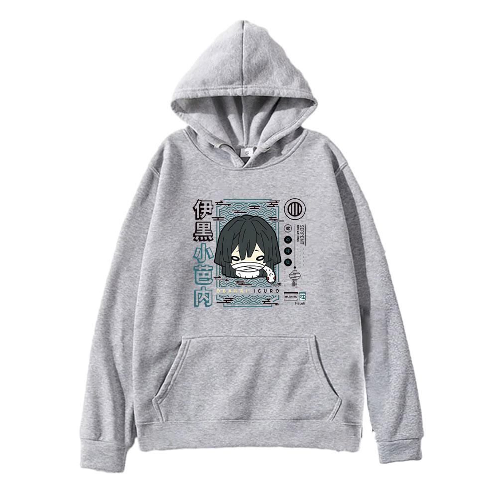 Demon Slayer Anime Clothes Iguro Obanai Printed Hooded Men Women Plus Size Hoodies Comfortable Sweatshirt Harajuku Streetwear