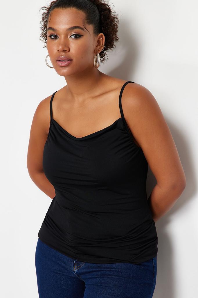 Женская стильная коричневая песчаная трикотажная блузка больших размеров больших размеров