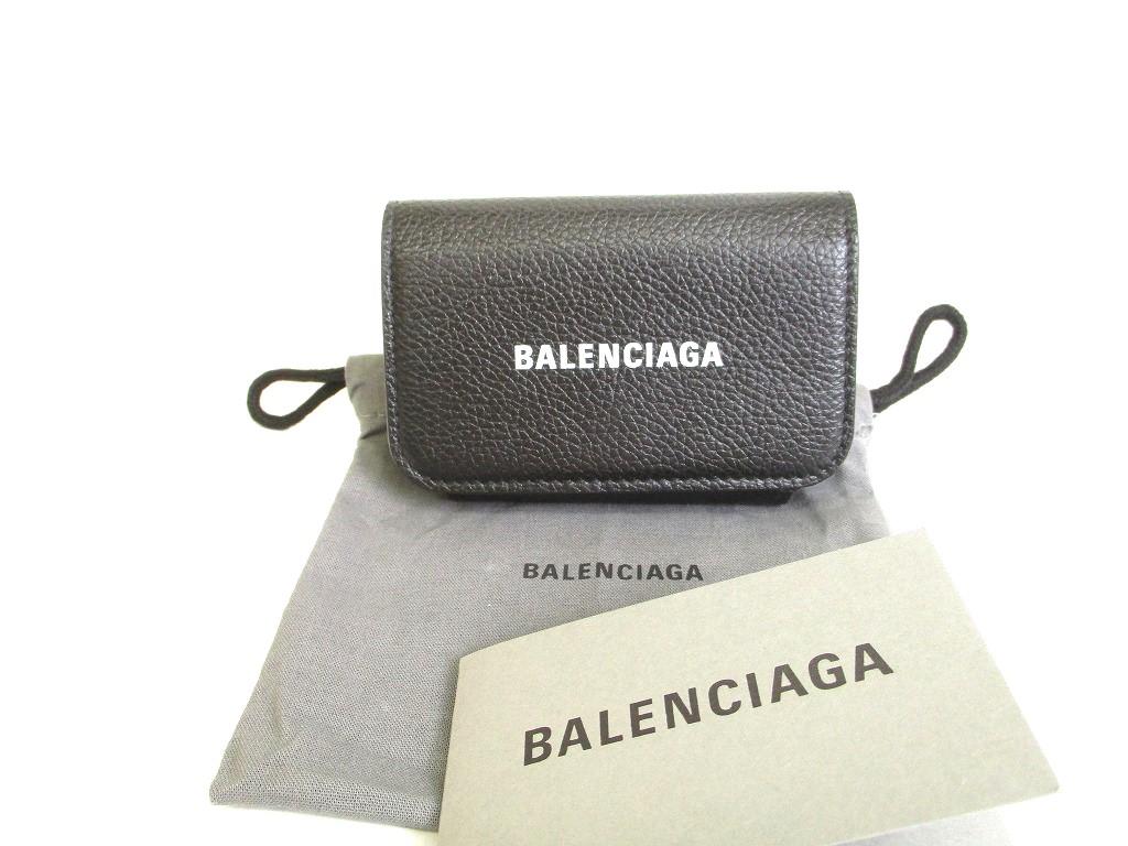 Authentic BALENCIAGA Black Leather Card Holder Accordeon Hold #9698 Refurbished