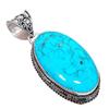 Tibetan Turquoise Gemstone Handmade 925 Sterling Silver Jewelry Pendant 2.17" AH-812